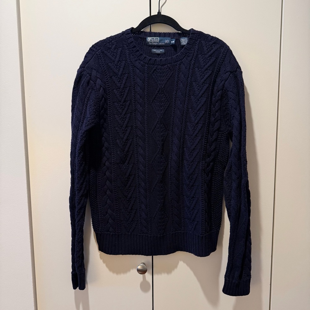 NWOT Medium Ralph Lauren Navy Cable-Knit Fishermans Sweater